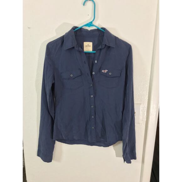Hollister blue soft long sleeve button down blouse - Picture 1 of 6